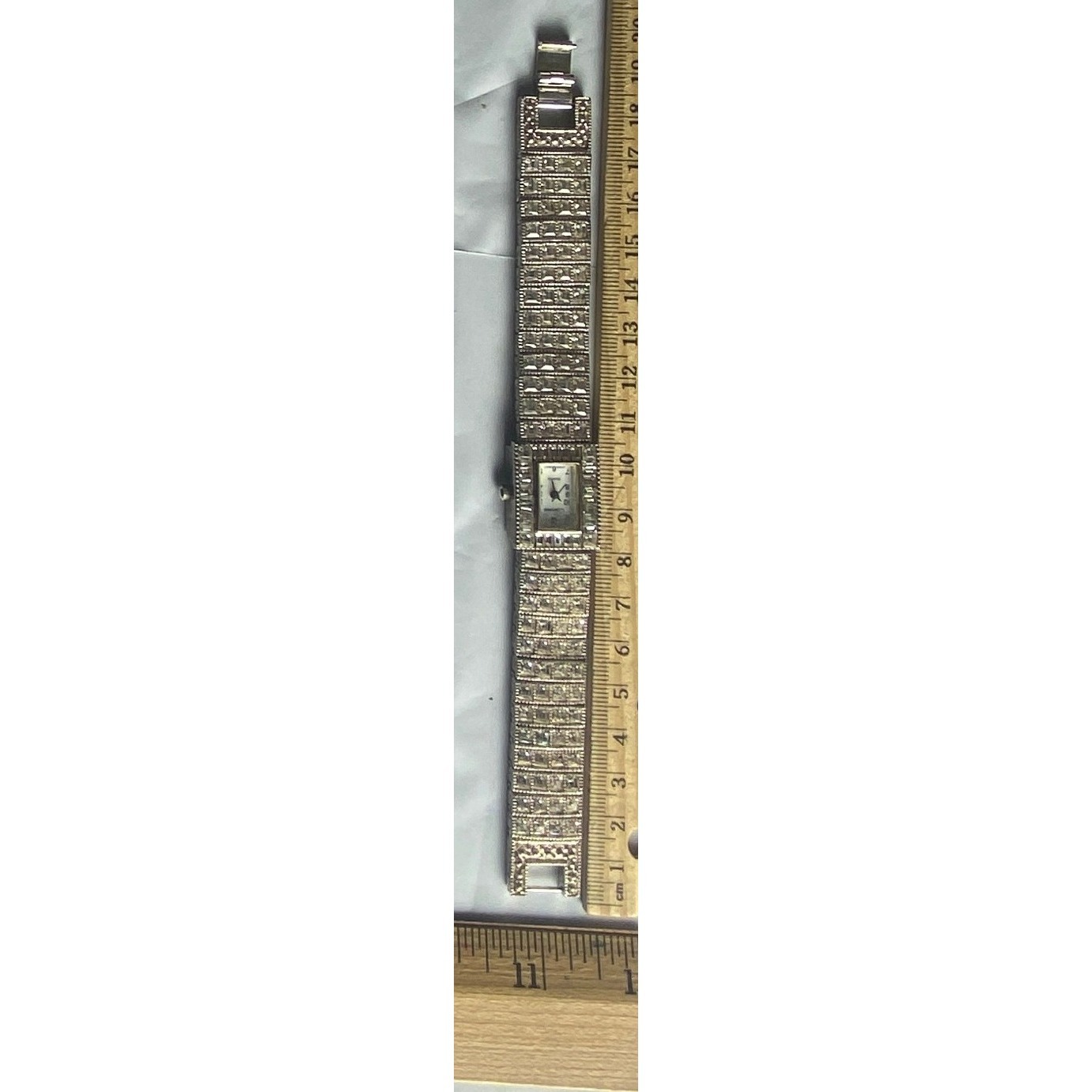 Womens Silver Tone MarcasiteStyle Bracelet Watch